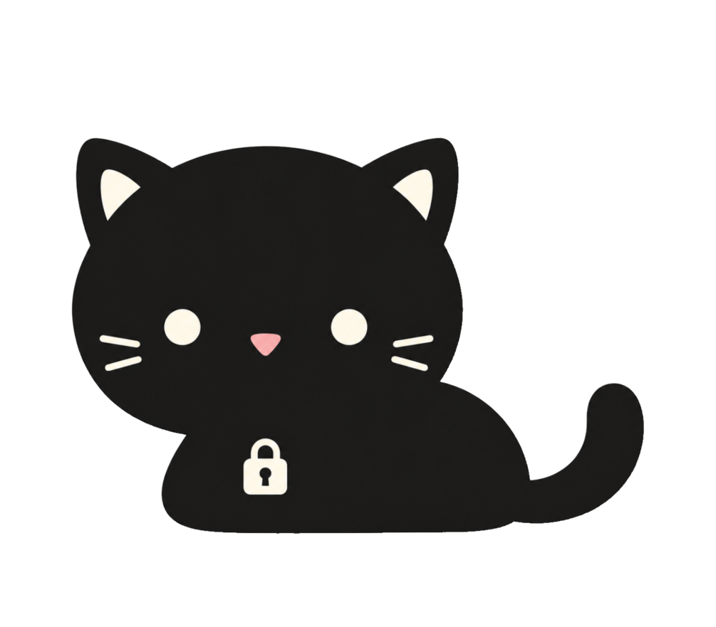 部屋で過ごす黒猫のかぎねこ